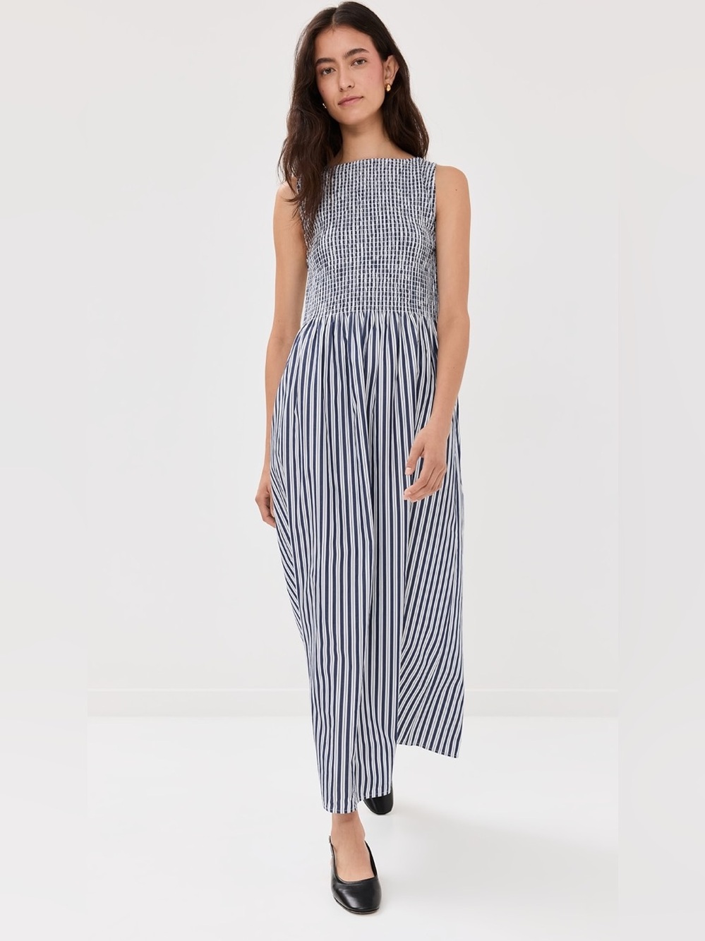Hill House Cosima Navy Stripe Nap Dress - size medium - Picture 2 of 5